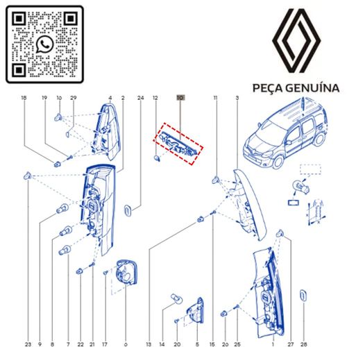 RN 439498 8200439498 LUZ DE FREIO BREAK LIGHT KANGOO ELETRICA 22... 4